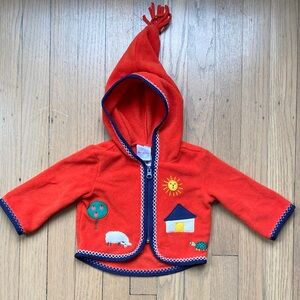 Hanna Andersson Embroidered Fleece Baby Jacket Sz 0-3M